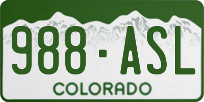 CO license plate 988ASL