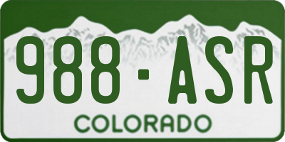 CO license plate 988ASR