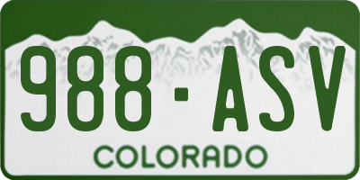 CO license plate 988ASV