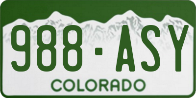CO license plate 988ASY
