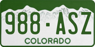 CO license plate 988ASZ