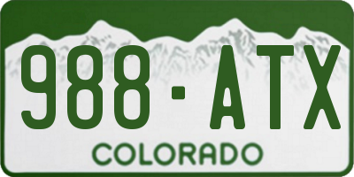 CO license plate 988ATX