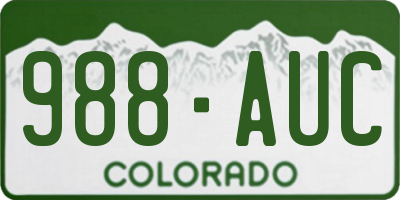 CO license plate 988AUC