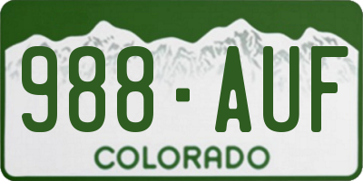 CO license plate 988AUF