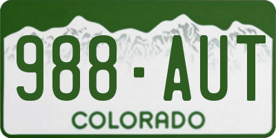 CO license plate 988AUT