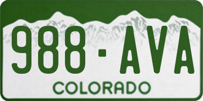 CO license plate 988AVA