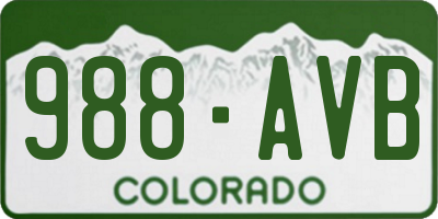 CO license plate 988AVB