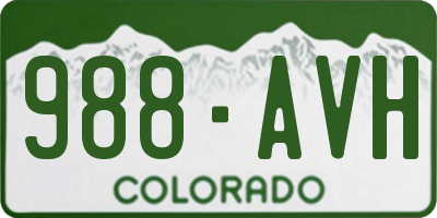CO license plate 988AVH