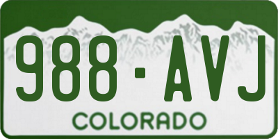 CO license plate 988AVJ