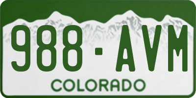 CO license plate 988AVM