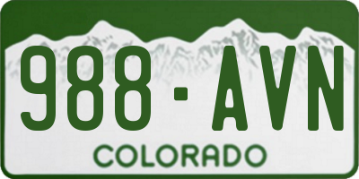 CO license plate 988AVN