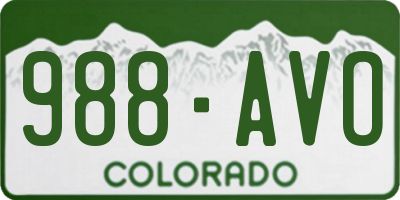 CO license plate 988AVO