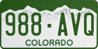 CO license plate 988AVQ