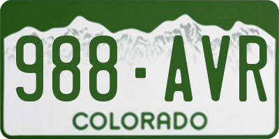 CO license plate 988AVR