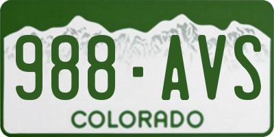 CO license plate 988AVS