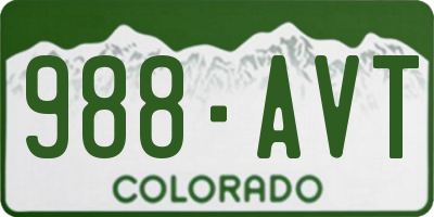 CO license plate 988AVT