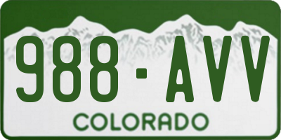 CO license plate 988AVV