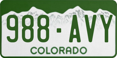 CO license plate 988AVY