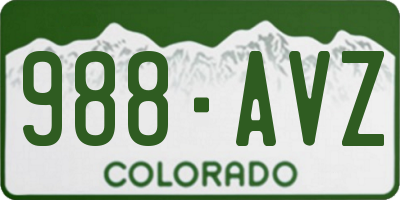 CO license plate 988AVZ