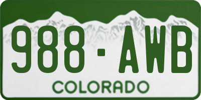 CO license plate 988AWB
