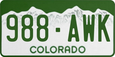 CO license plate 988AWK