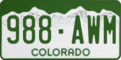CO license plate 988AWM