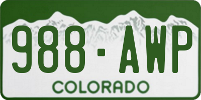 CO license plate 988AWP