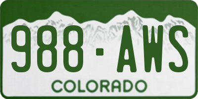 CO license plate 988AWS