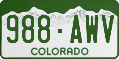 CO license plate 988AWV