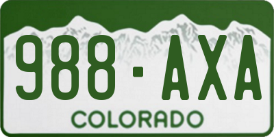 CO license plate 988AXA