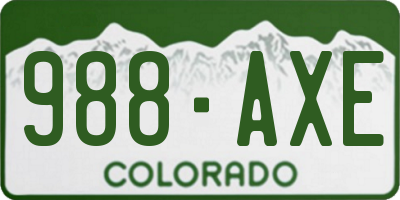CO license plate 988AXE