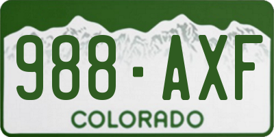 CO license plate 988AXF