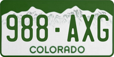 CO license plate 988AXG