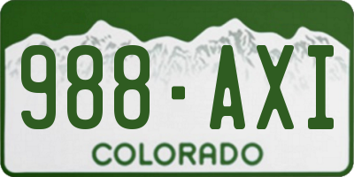 CO license plate 988AXI