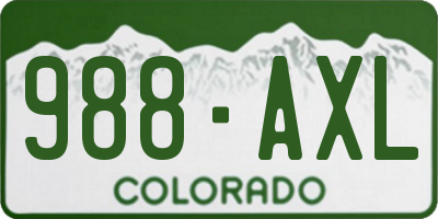 CO license plate 988AXL