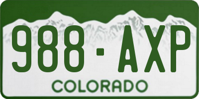 CO license plate 988AXP
