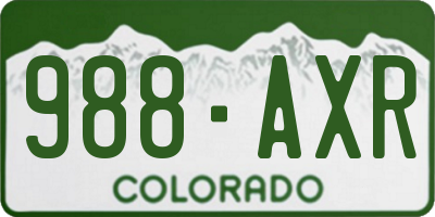 CO license plate 988AXR