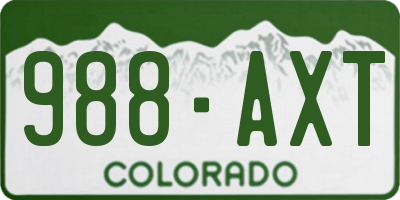 CO license plate 988AXT