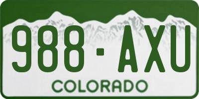 CO license plate 988AXU