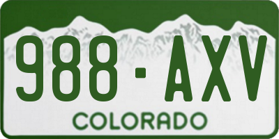 CO license plate 988AXV