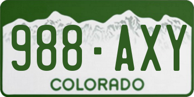 CO license plate 988AXY