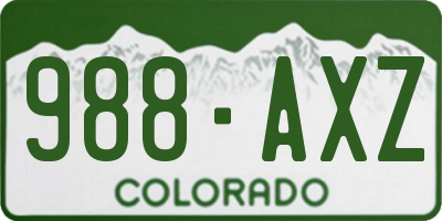 CO license plate 988AXZ