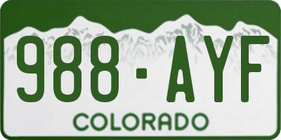 CO license plate 988AYF