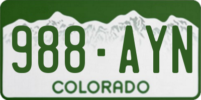 CO license plate 988AYN