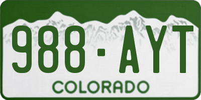 CO license plate 988AYT