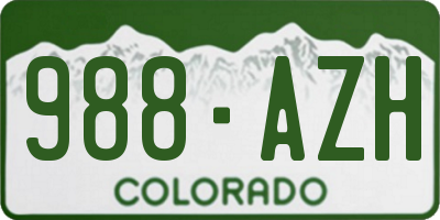 CO license plate 988AZH