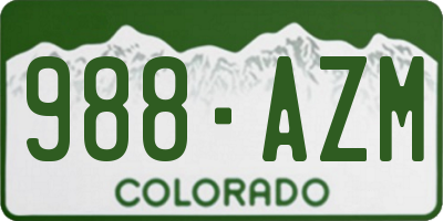 CO license plate 988AZM