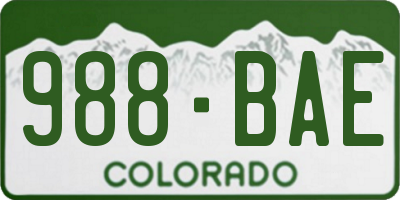 CO license plate 988BAE