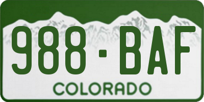 CO license plate 988BAF