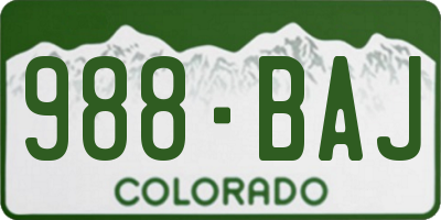CO license plate 988BAJ